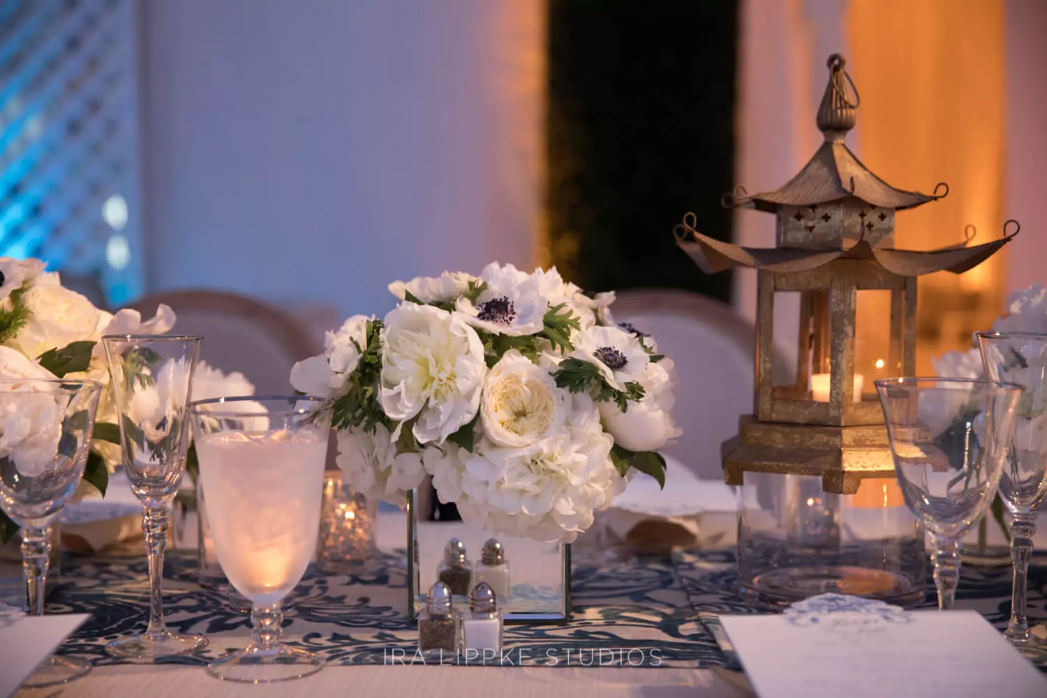 Jupiter Florida wedding table setting, white floral