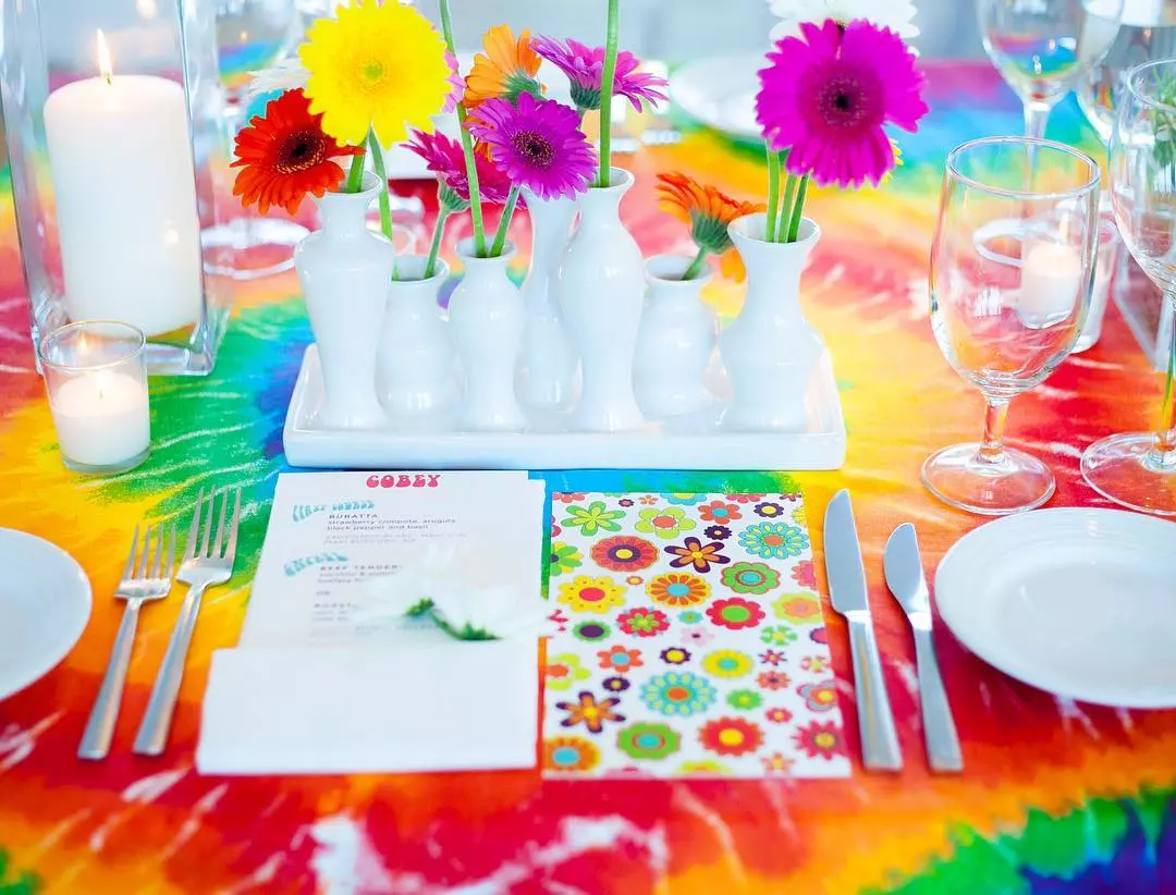 sixties themed birthday party table
