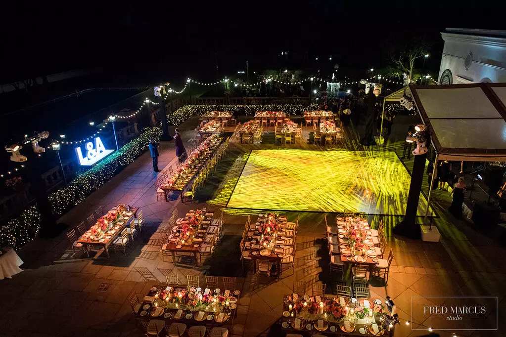 outdoor event and dance floor for Purchase, New York wedding