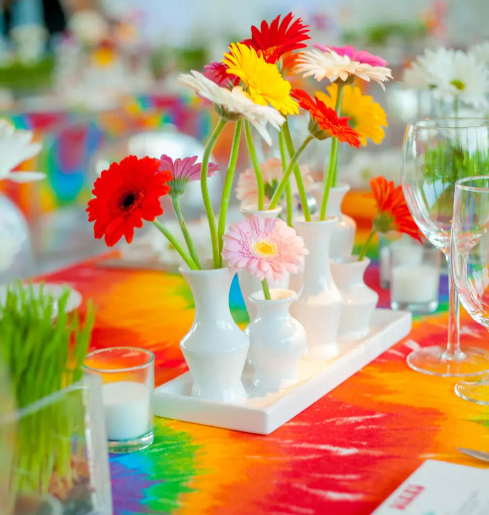 sixties themed birthday party table decorations