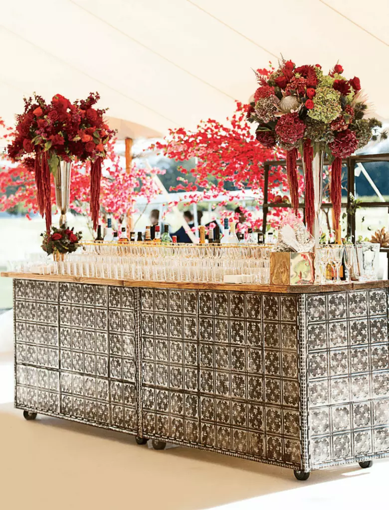 bar table at wedding venue