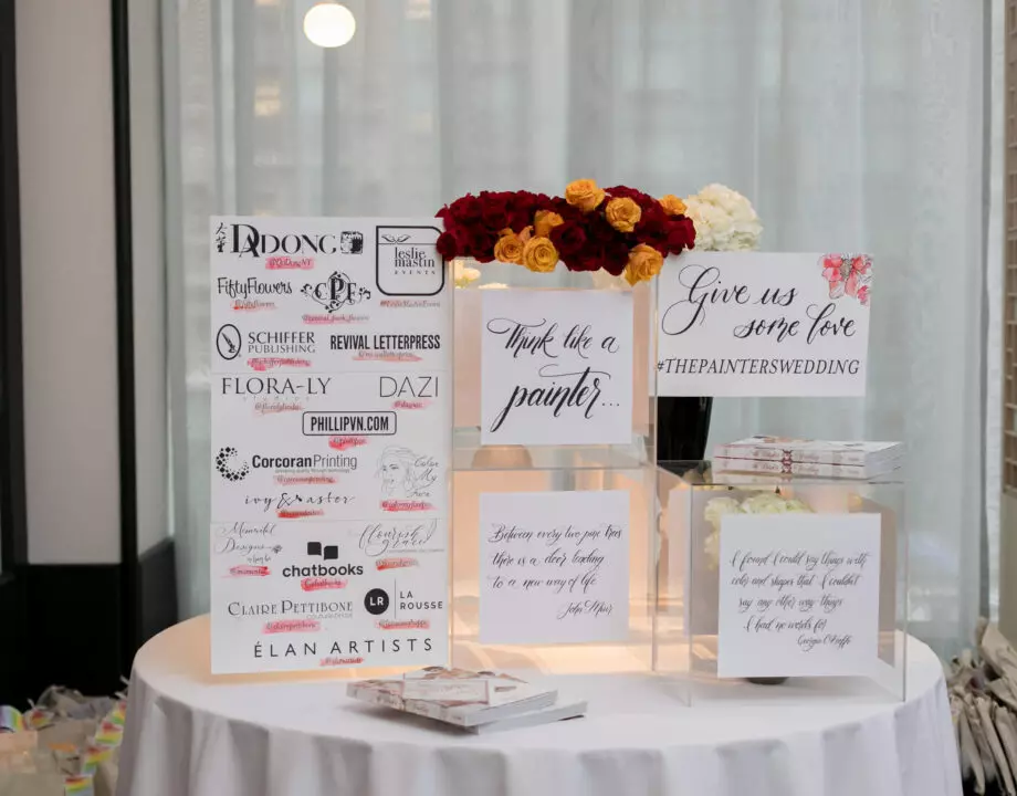 The Painter's Wedding book launch event in New York, sponsors and vendors