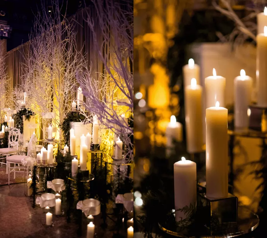 lots of candles for wedding venue